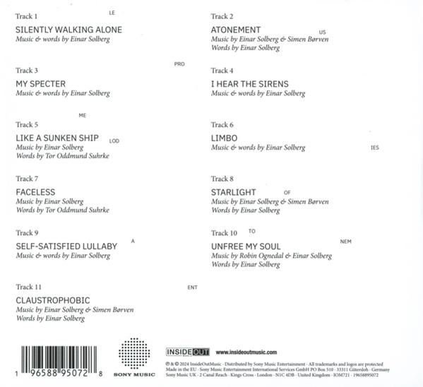 Album Trackliste. Text listet Tracks mit Titeln und Musik von/Worten von Credits.