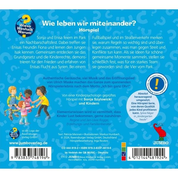 Cover einer deutschen Kinderhörspiel-CD mit Text und Illustrationen.