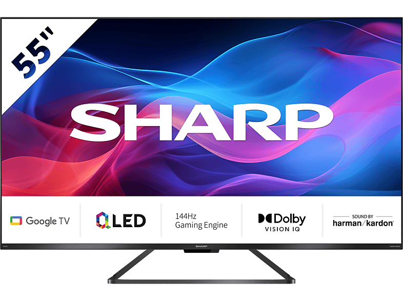 SHARP 55GR8265E 4K UHD 144Hz QLED Google TV, 139cm