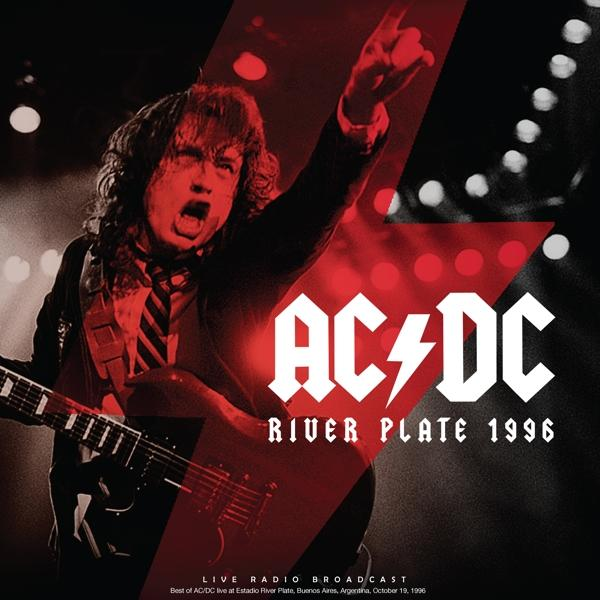 AC/DC River Plate 1996 album borítója. Angus Young gitározik a színpadon.