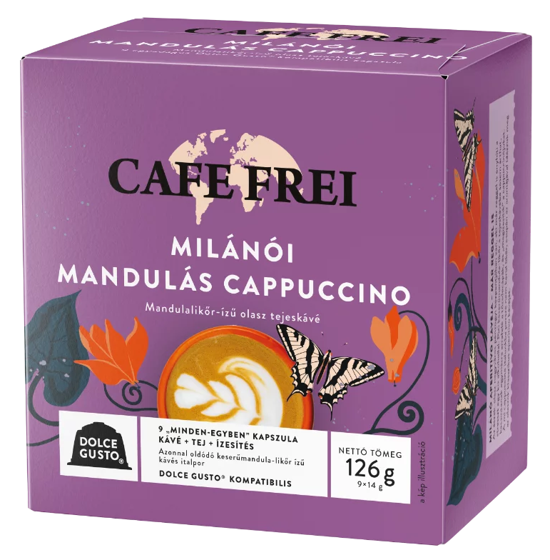 CAFE FREI Milanói Mandulás - Cappuccino Dolce Gusto kompatibilis kávékapszula, 9db
