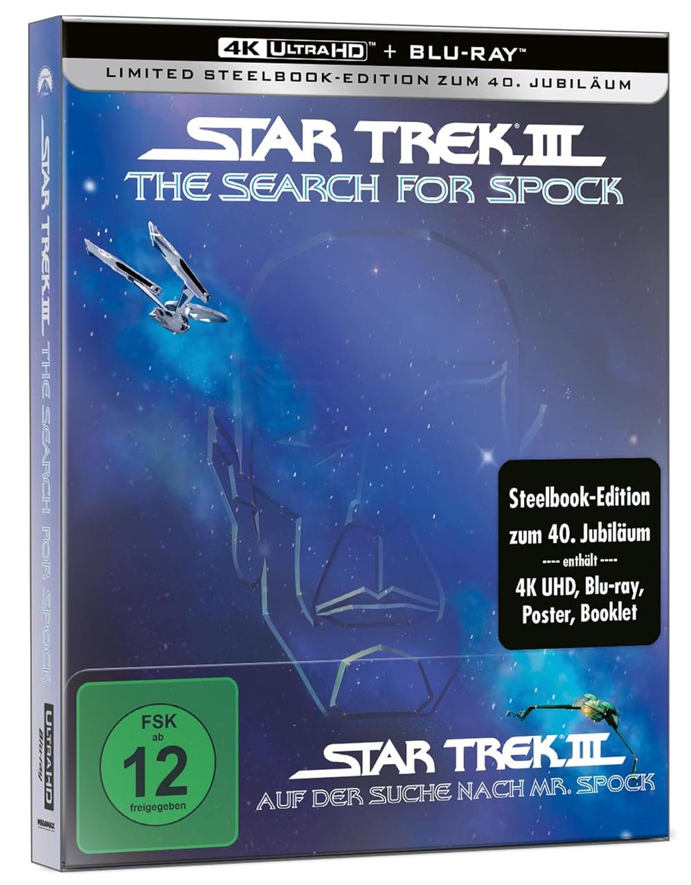Star Trek III Blu-ray-Cover: Raumschiffe, blauer Hintergrund und Text.
