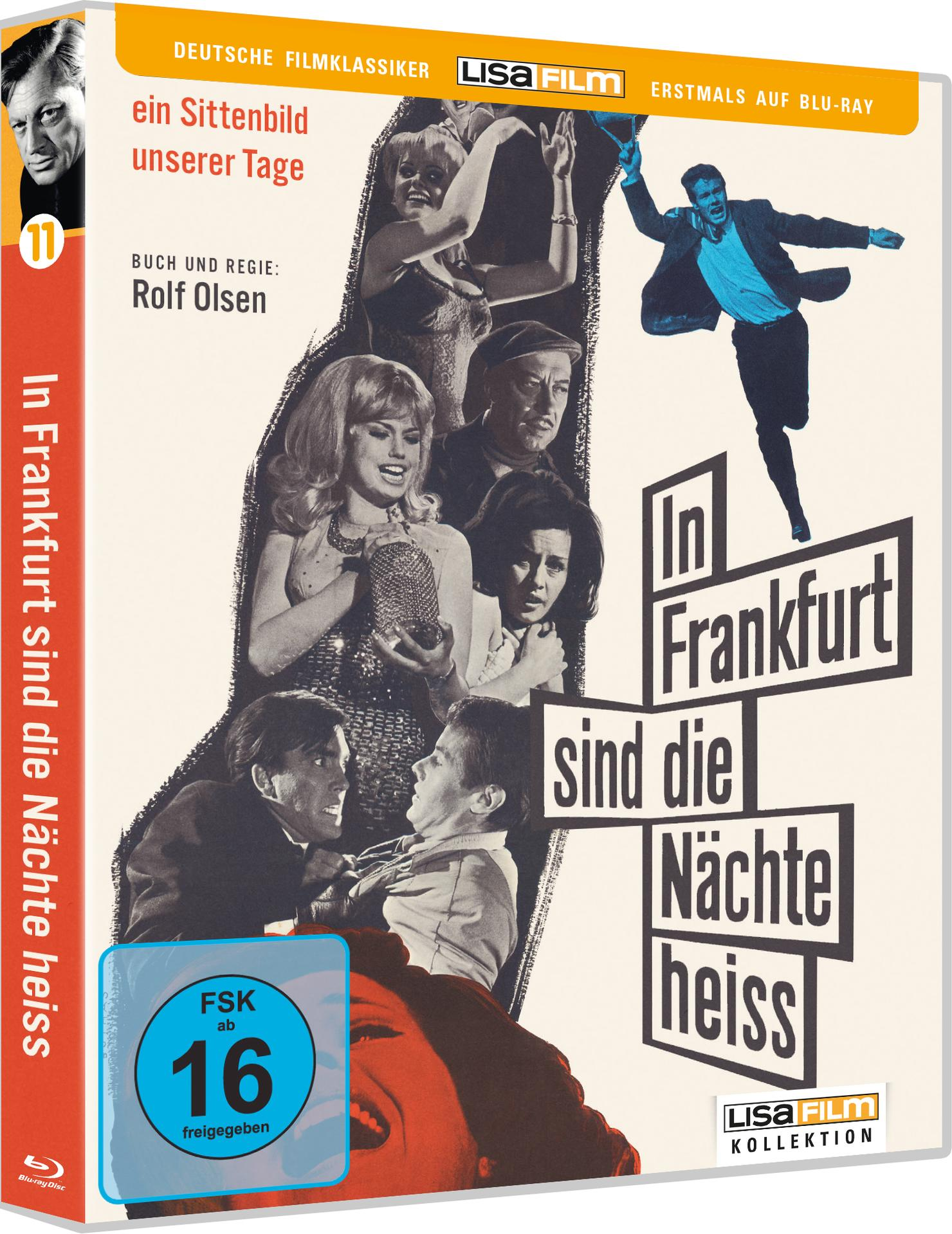 DVD-Cover mit einer Gruppe von Leuten, Filmtitel ist 'In Frankfurt sind die Nächte heiß'.