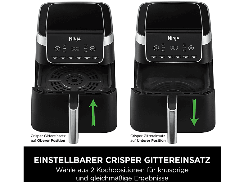 NINJA AF180EU Air Fryer Max Heißluftfritteuse 2000 Watt Schwarz