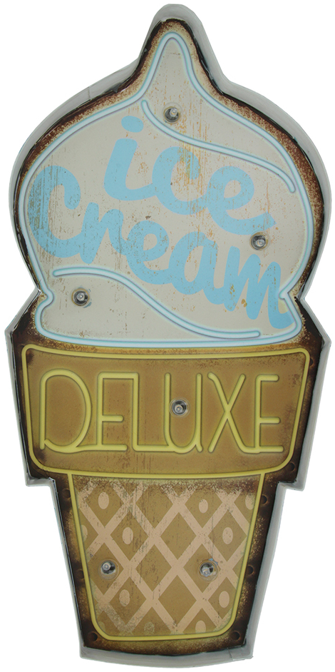 FOREVER LIGHT "Ice Cream deluxe" feliratos retro metál LED tábla (RTV100461)