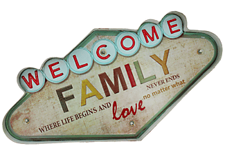 FOREVER LIGHT "Welcome Family" feliratos retro metál LED tábla (RTV100463)