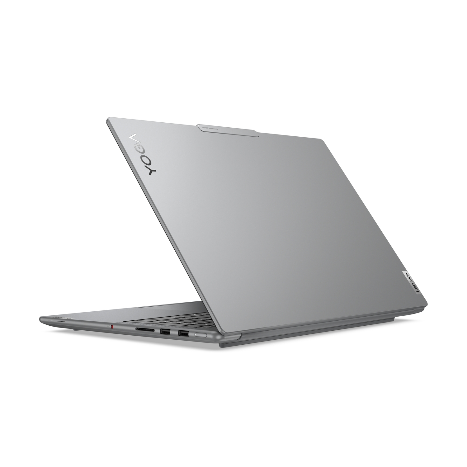 Ordinateur portable Lenovo Yoga, gris, ouvert.