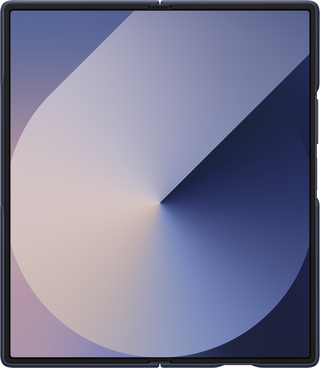 Tablet mit einem blau-weißen Farbverlaufshintergrund.