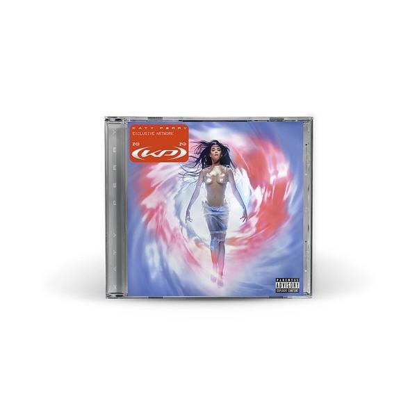 CD-Cover mit Frau in weißem Kleid vor buntem Hintergrund. Katy Perrys Name steht oben.