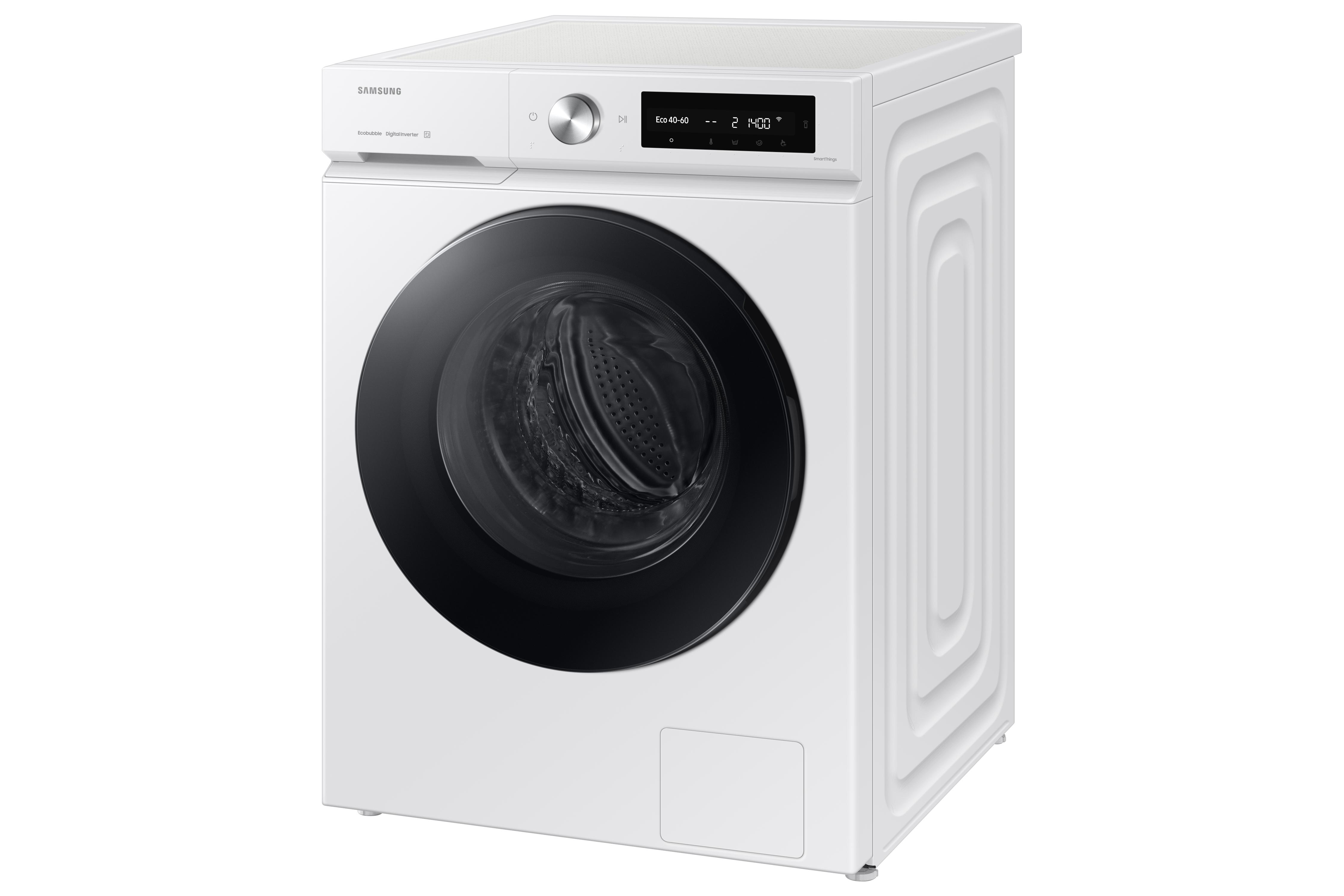 Eine weiße Waschmaschine.