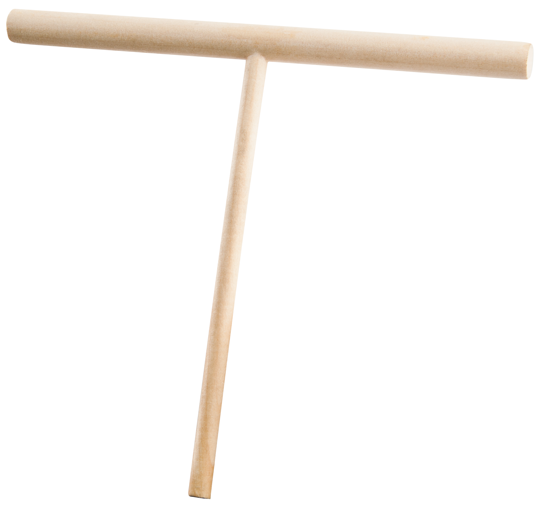 Holz-T-förmiges Nudelholz. Weißer Hintergrund.