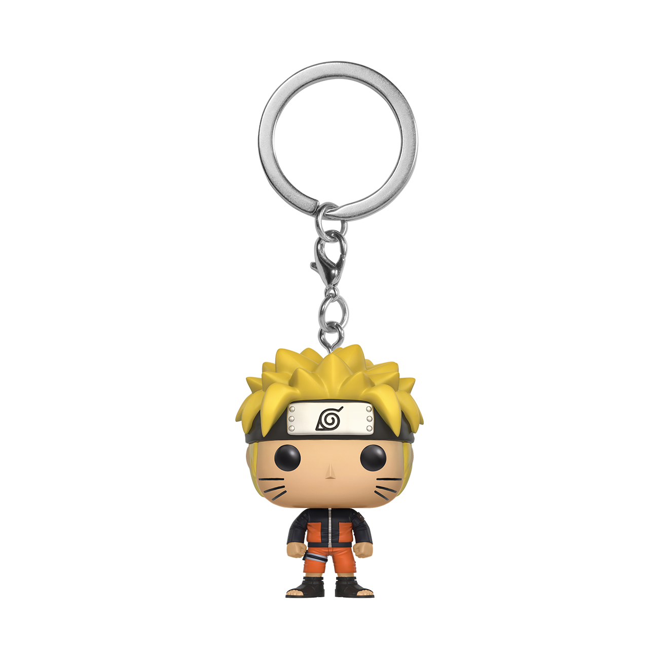 Naruto Schlüsselanhänger-Figur, orange und schwarz, mit silbernem Ring.