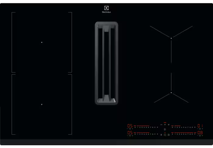 ELECTROLUX KCC83443 Beépíthető indukciós főzőlap, 80 cm, beépített elszívóval, FlexiBridge, Hob2Hood, Booster
