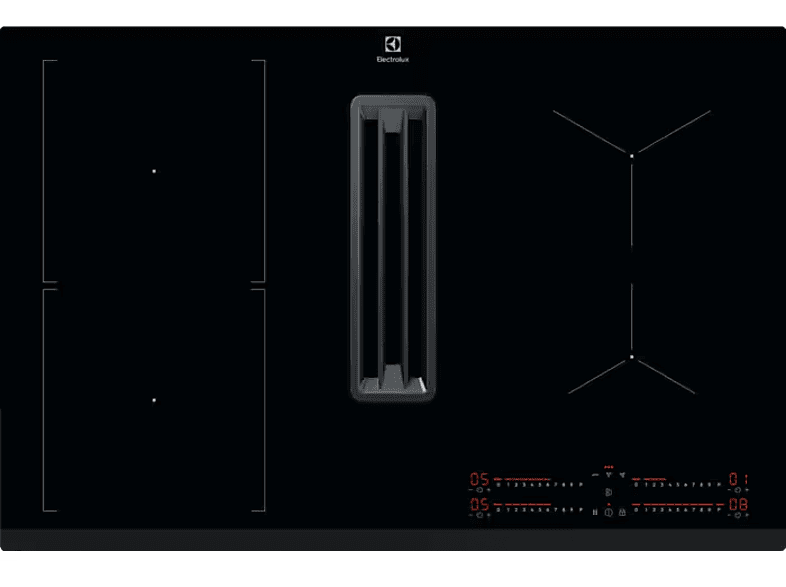 ELECTROLUX KCC83443 Beépíthető indukciós főzőlap, 80 cm, beépített elszívóval, FlexiBridge, Hob2Hood, Booster