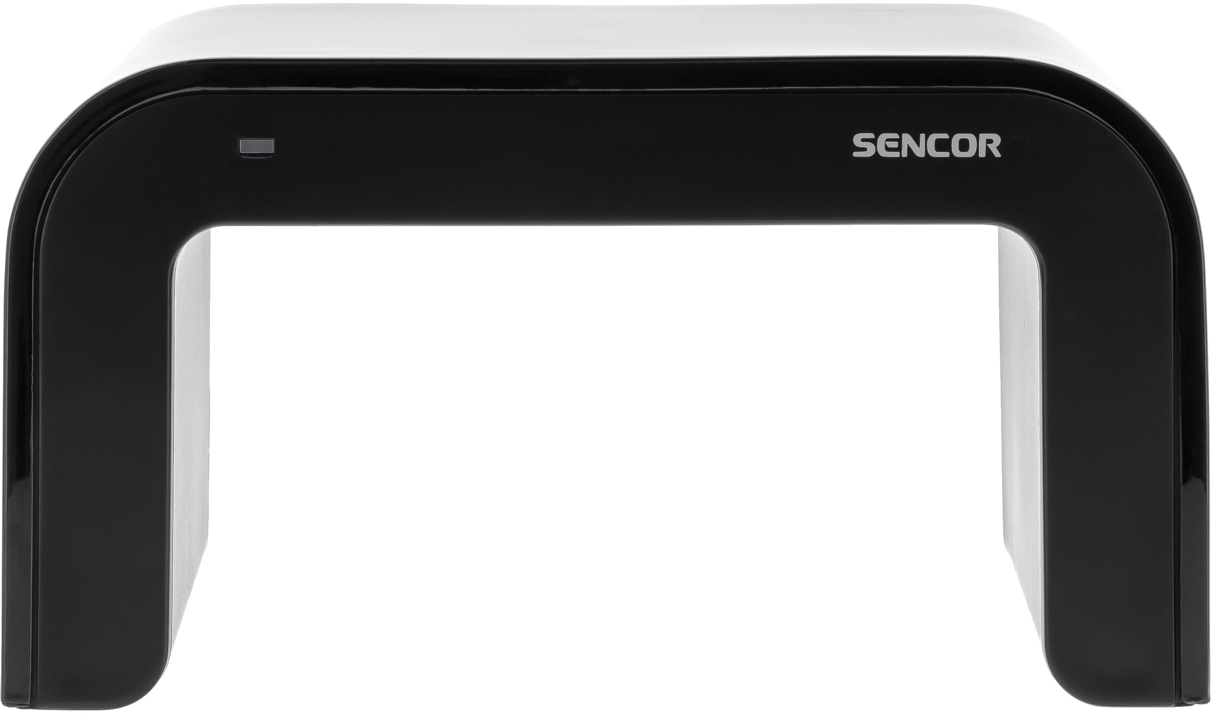 Fekete SENCOR állvány. Egyszerű, ívelt design, felül SENCOR felirattal.