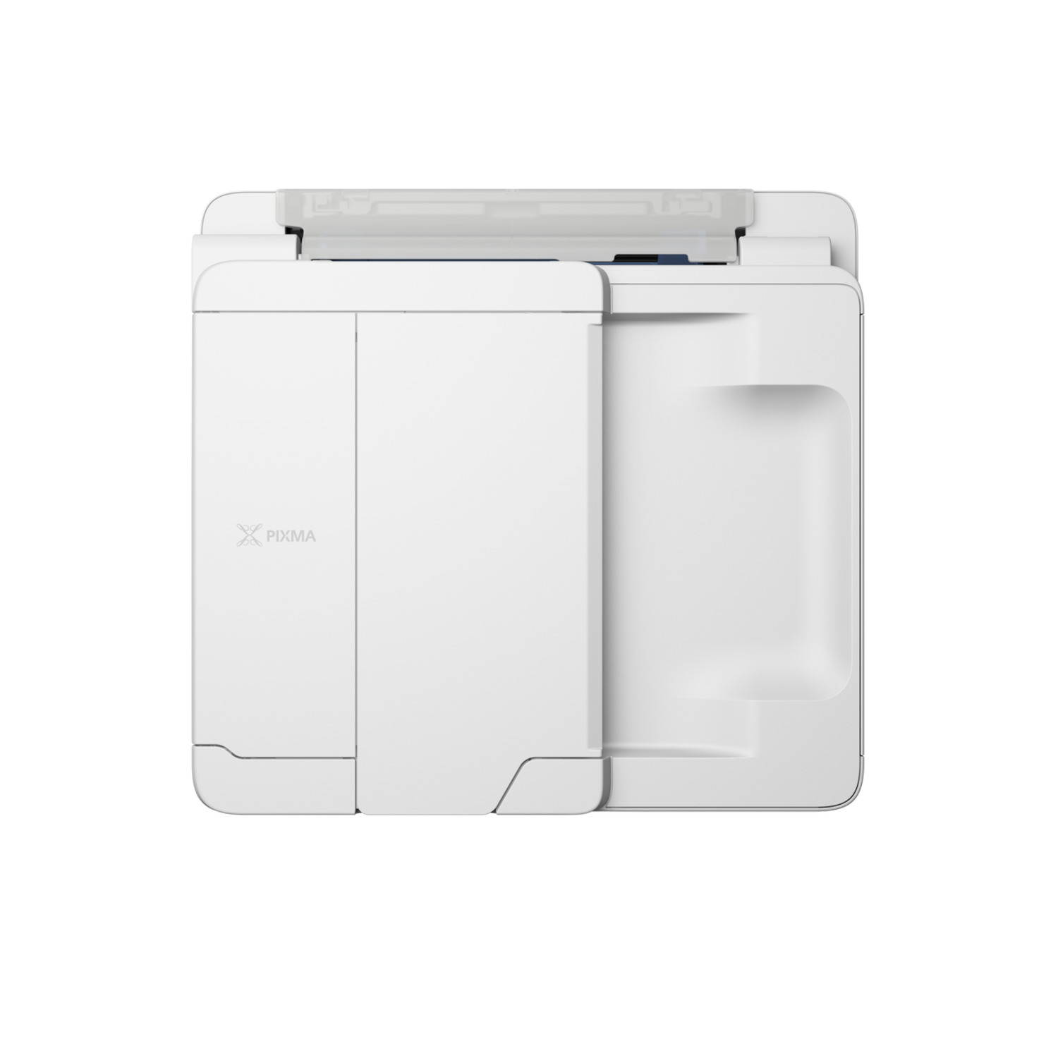 Witte Canon printer, bovenaanzicht. Witte achtergrond.
