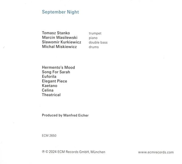 Textseite mit Musikern und Songtiteln: 'September Night' und mehr.