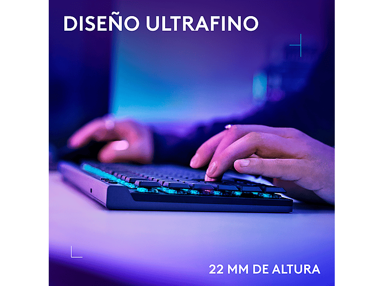 Teclado gaming - Logitech G G515 Lightspeed TKL, Bluetooth, USB, Cable, RGB Lightsync, Teclas PBT, Interruptores táctiles, Personalizable, Negro