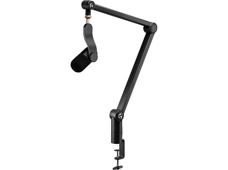 Logitech G Compass, Brazo de micrófono premium, Giro 360°, Micrófonos y suspensiones antivibraciones mediante roscas ⅜ ⅝, Negro