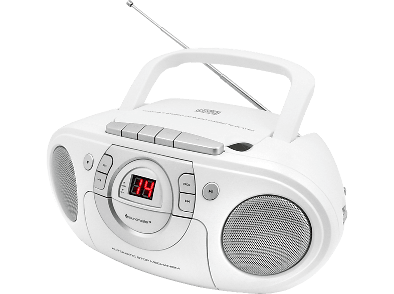Soundmaster SCD5100WE CD Boombox mit UKW Radio und Kassettenspieler, Weiß; CD Radio — Foto 2 von 2