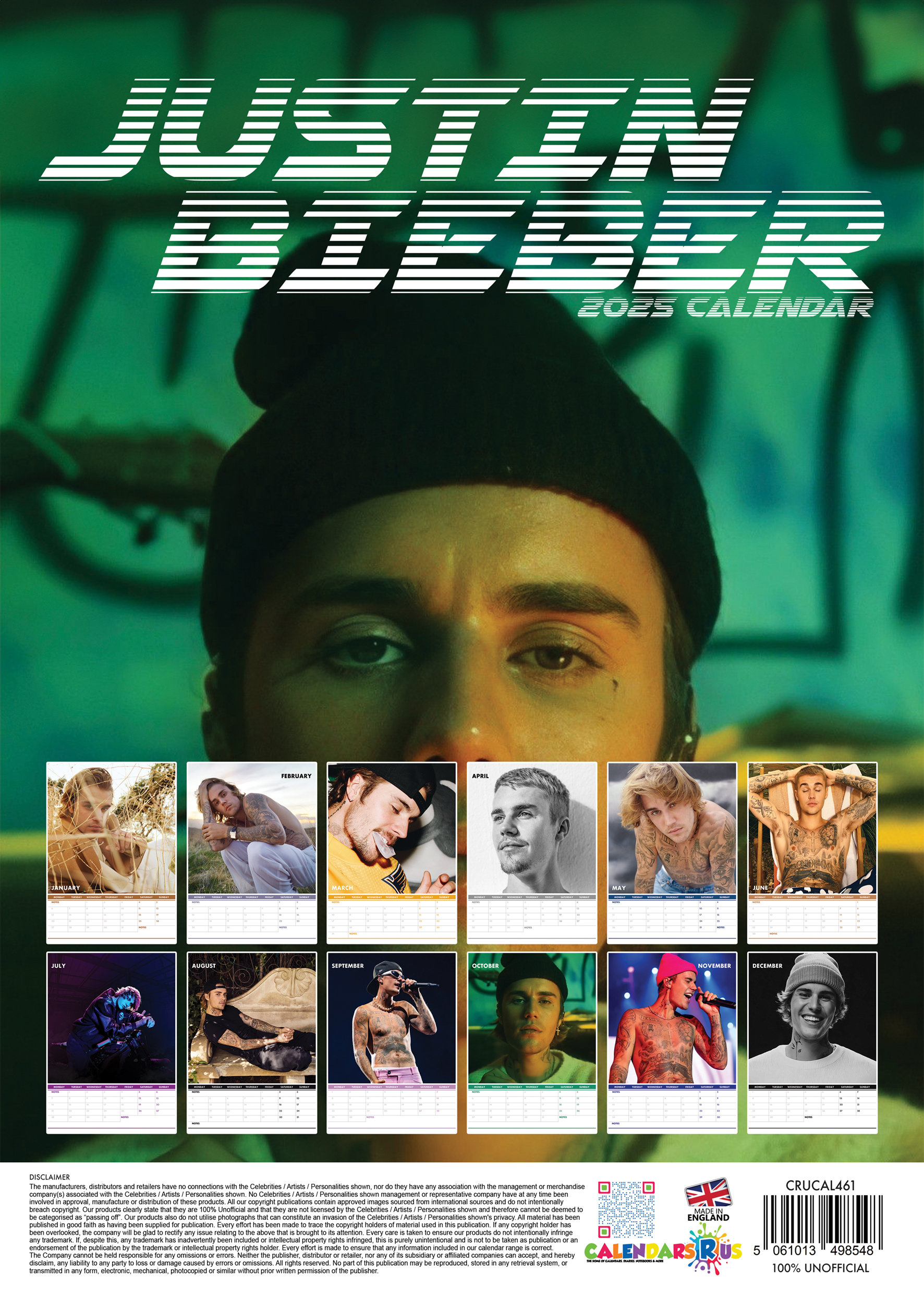 Justin Bieber - 2025 Calendar - A3-as naptár