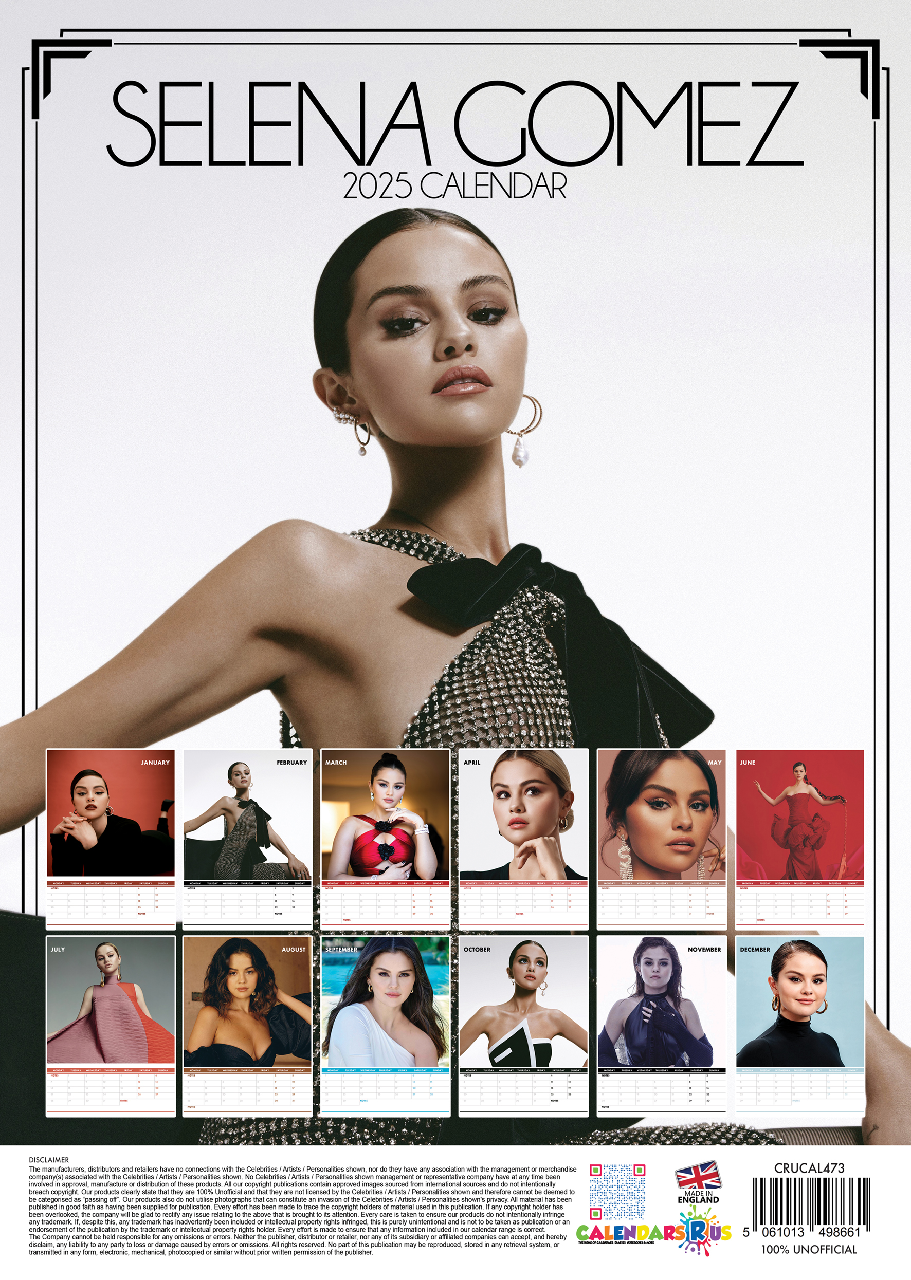 Selena Gomez - 2025 Calendar - A3-as naptár