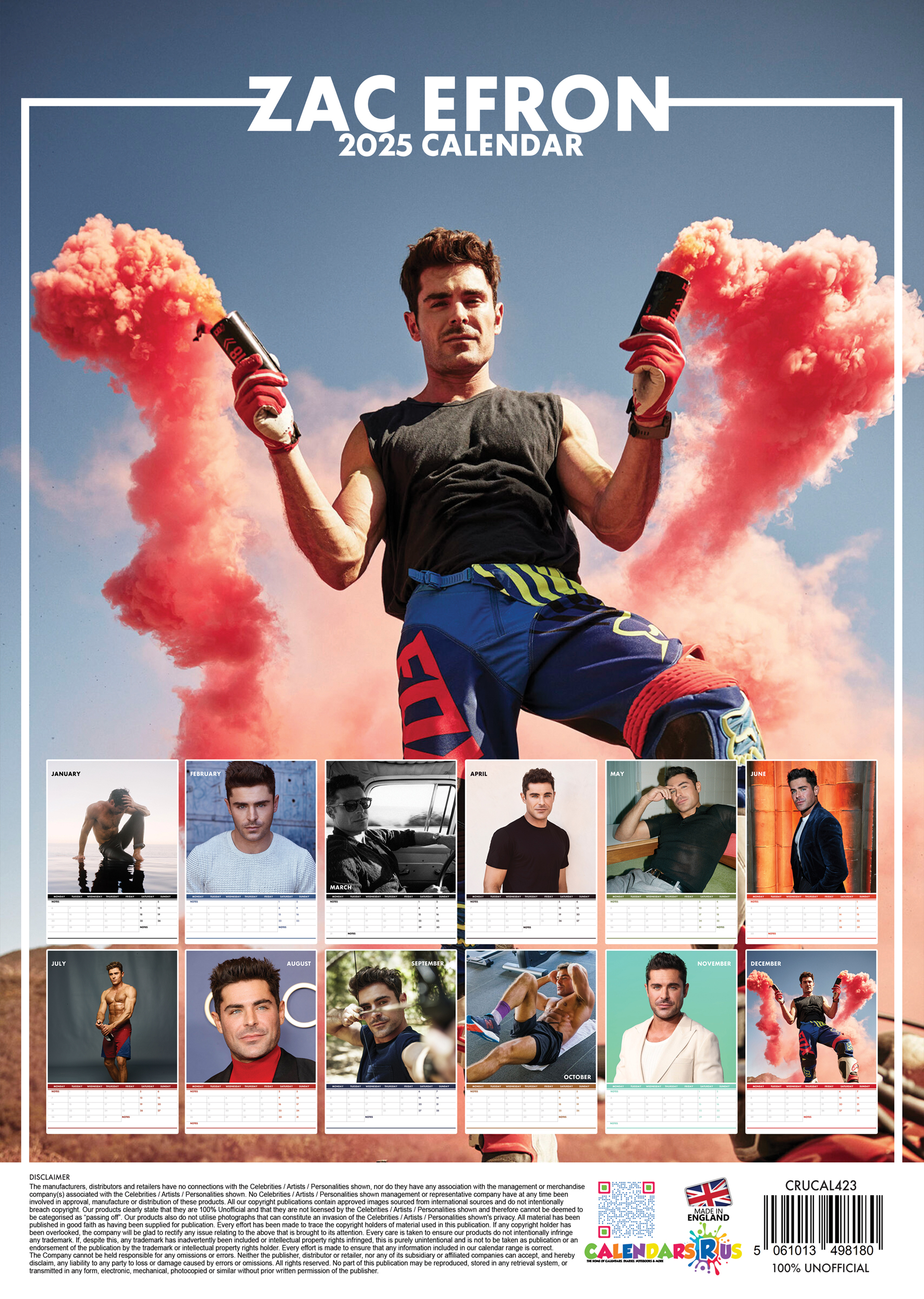 Zac Efron - 2025 Calendar - A3-as naptár