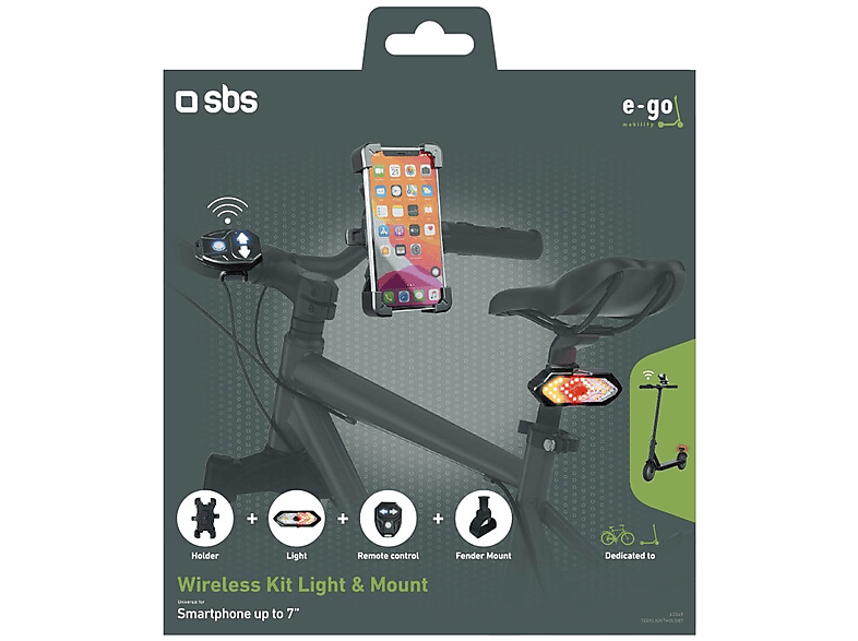 SBS 42049 Wireless Kit Light & Mount, Kabelloses Beleuchtungs-Kit mit Smartphone-Lenkerhalterung — Foto 5 von 5
