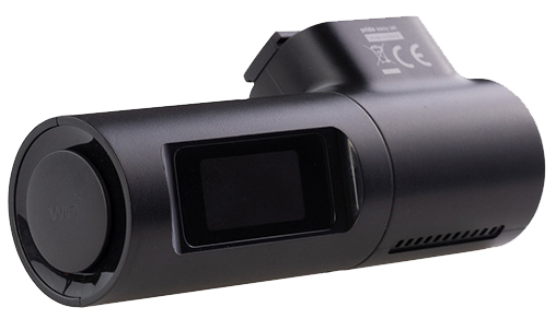 Czarna kamera samochodowa z ekranem i logo Wi-Fi.