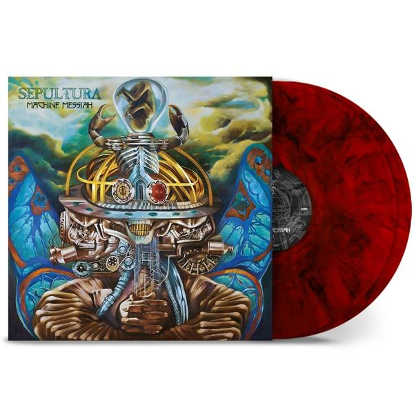 Sepultura-Vinylplatte. Das Cover zeigt ein detailliertes Bild einer mechanischen Figur.