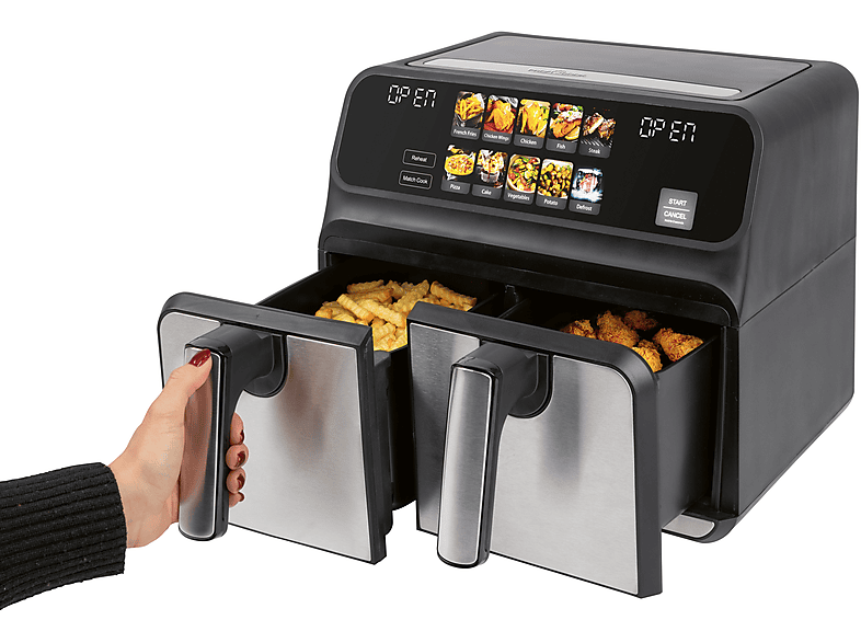 Profi Cook PC-FR 1287 H Öl- und fettfreie Doppel-Heißluft-Fritteuse 4 l + 4 l, 2200 Watt, Schwarz — Foto 2 von 2
