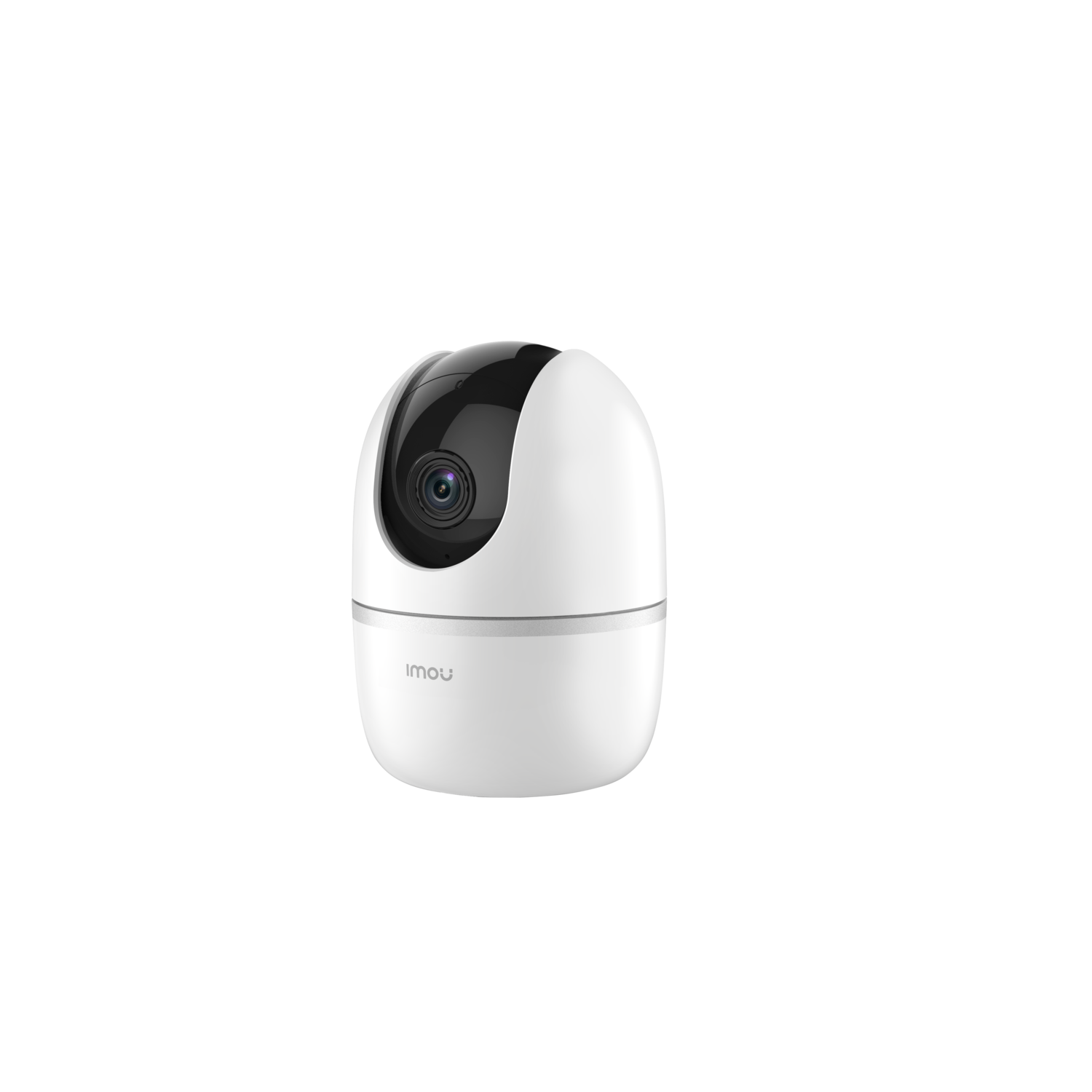 A white security camera with a black top. It's on a plain black background. The brand name 'imou' is visible.