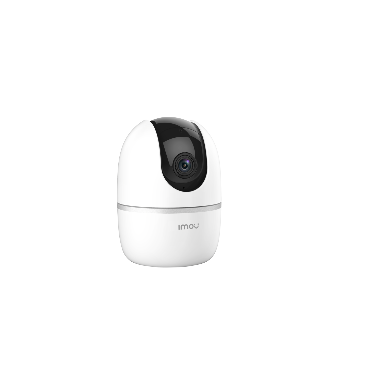 White security camera with black top, lens, and the word 'imou'.