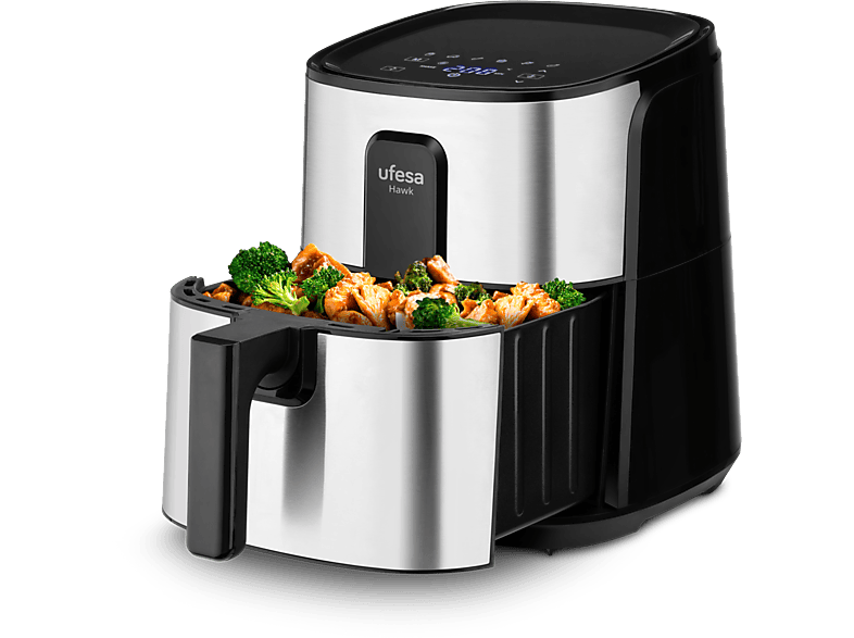 REACONDICIONADO Seminuevo Bueno Freidora de aire - Ufesa Hawk, 1500 W, 6 l, programas, Temporizador hasta 60 min, Función vapor, Negro