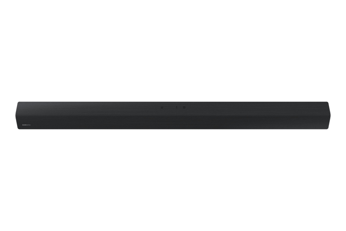 Siyah arka planda siyah soundbar.