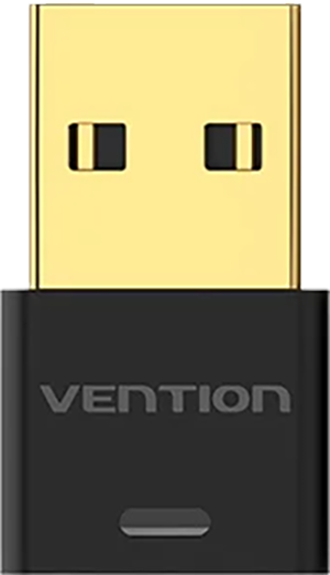 Fekete és arany USB-adapter, Vention logó, fehér háttér.