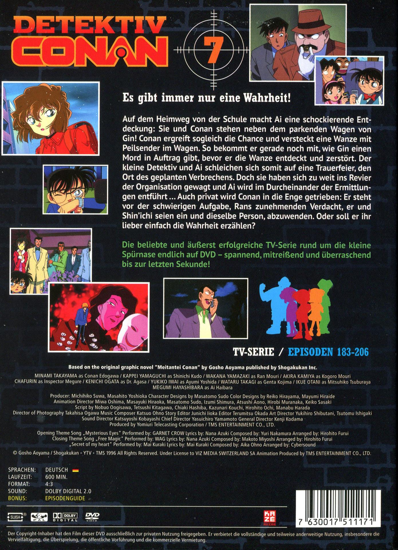 Detective Conan 7 DVD-Cover. Anime-Figuren und Text in Japanisch und Deutsch.