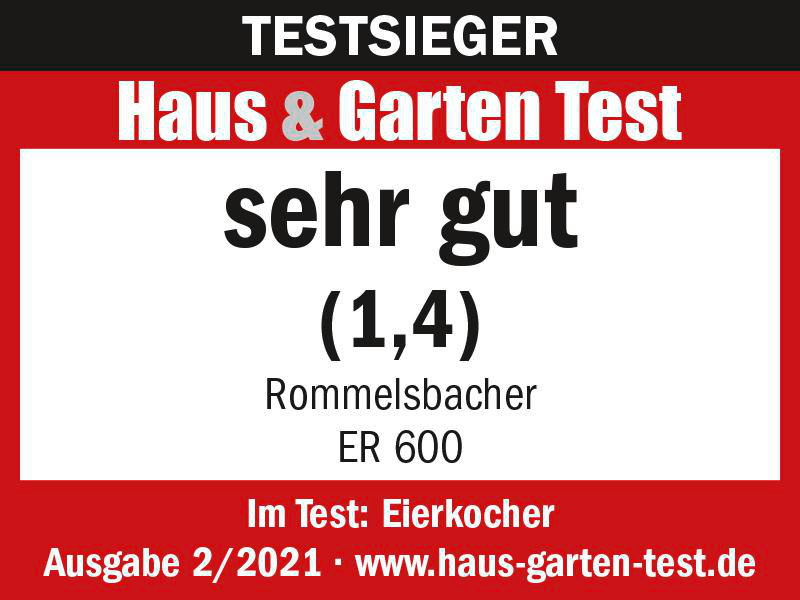 Ein rotes Banner liest 'Haus & Garten Test' und 'sehr gut (1,4)'.