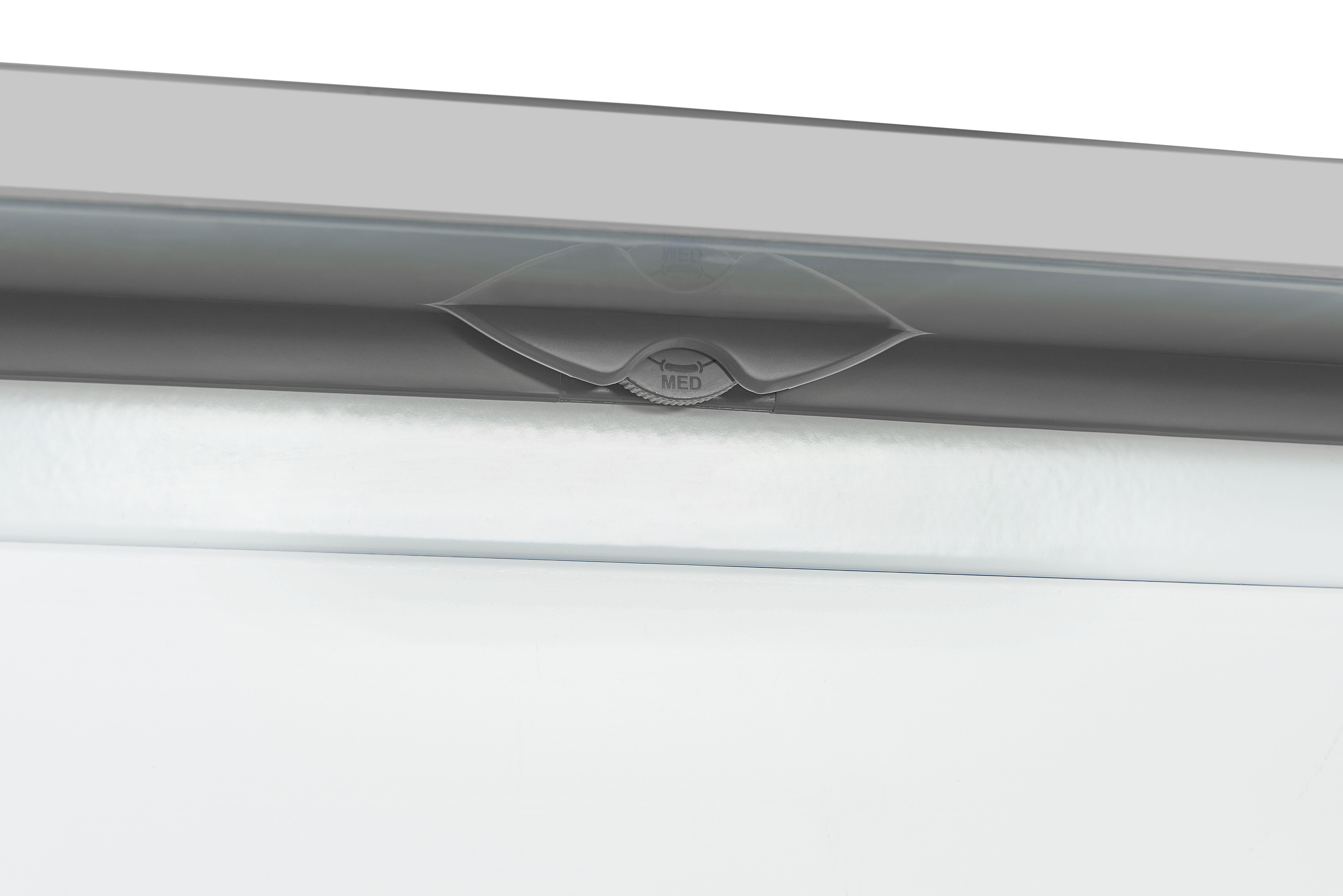 Ein Bedienknopf mit den Einstellungen 'MIN', 'MED' und 'MAX' auf einer weißen Oberfläche.