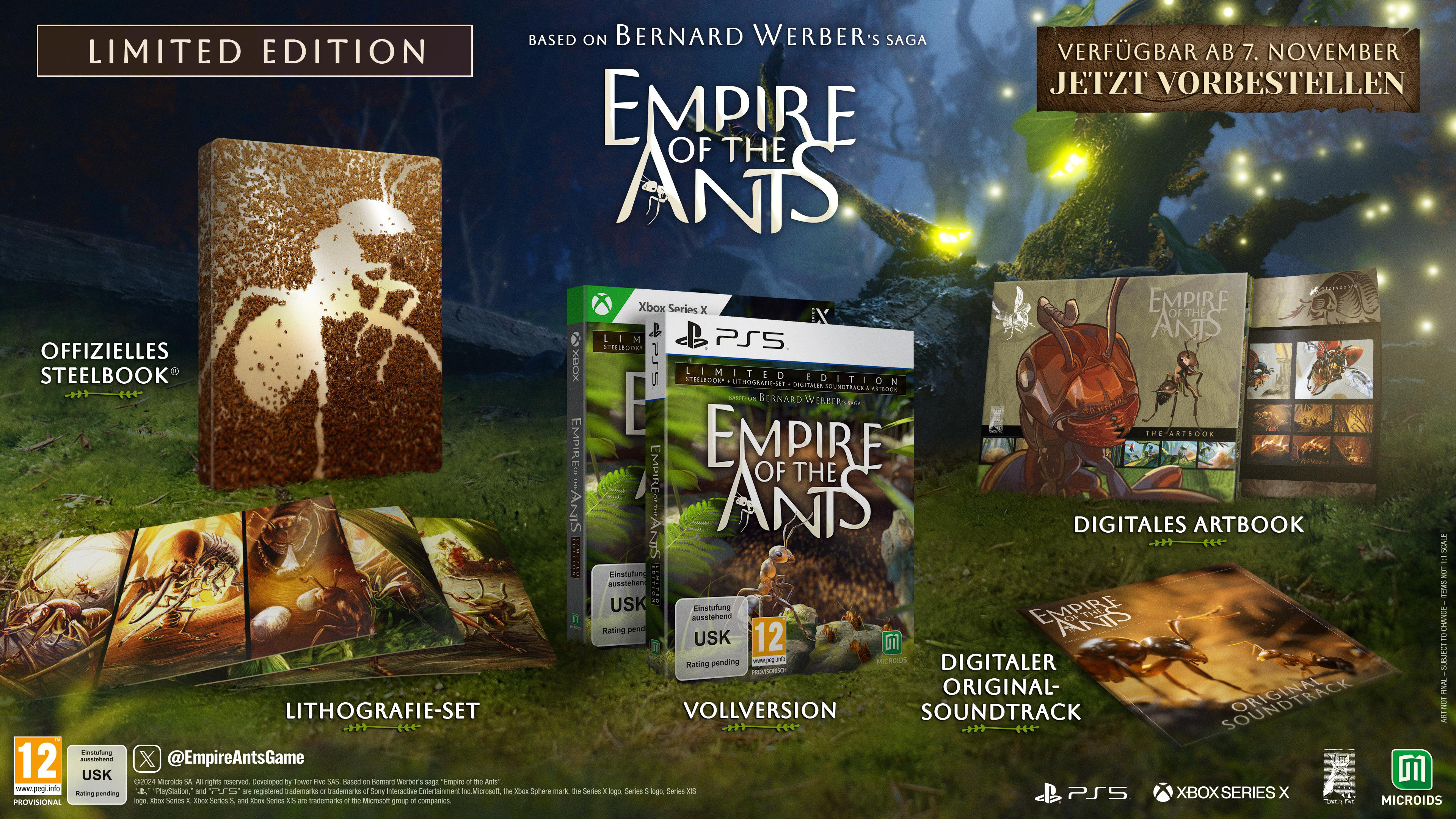 Empire of the Ants Spielset. Enthält Spiel, Artbook, Soundtrack und ein Steelbook.