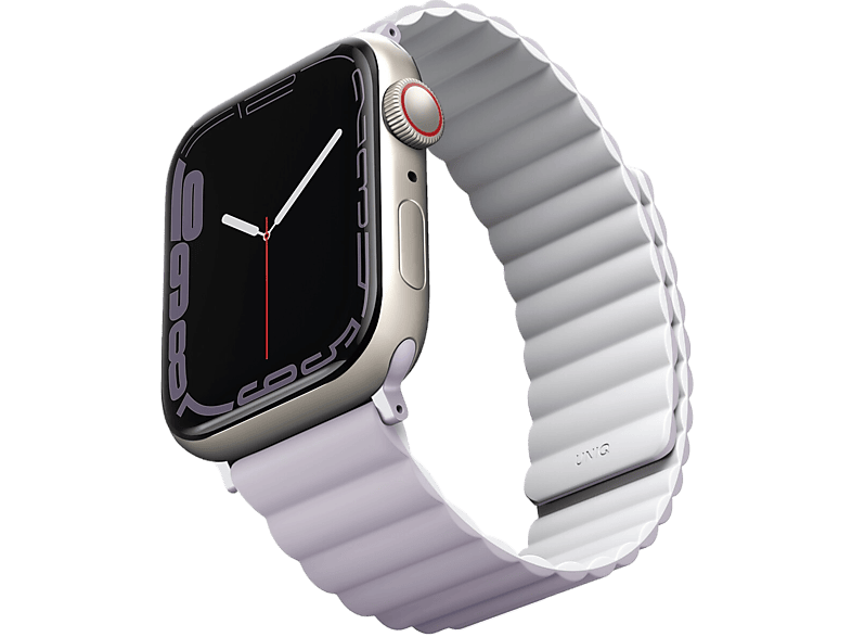 Uniq Armband Apple Watch 42/44/45/49 Mm Revix Magnetic Strap Paars (uniq-45mm-revlilwht) Voor Smartwatch / Wit