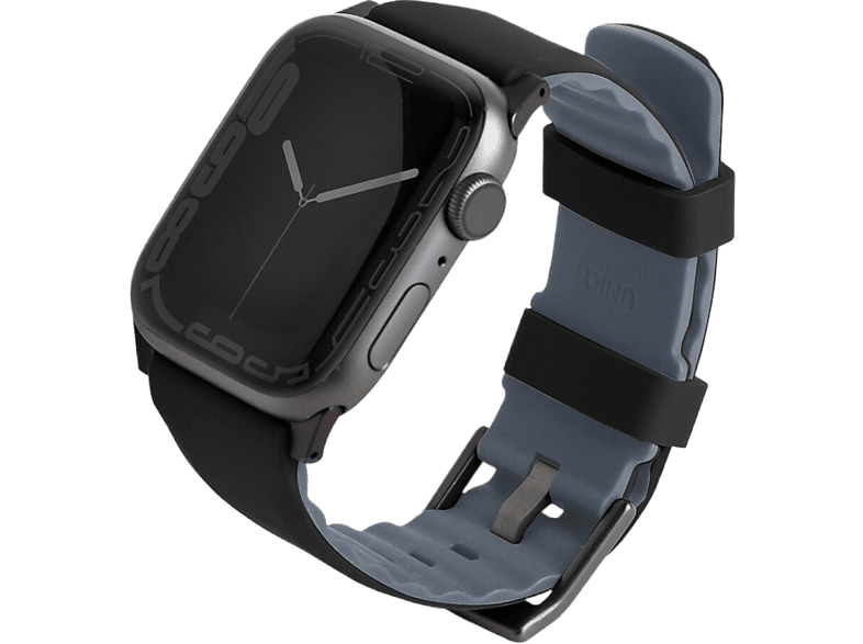 Uniq Armband Apple Watch 42/44/45/49 Mm Linus Airosoft Silicone Strap Zwart (uniq-45mm-linusblk) Voor Smartwatch