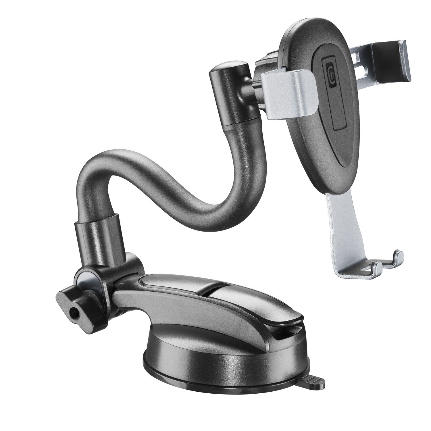 Support de téléphone de voiture avec bras flexible et base à ventouse.
