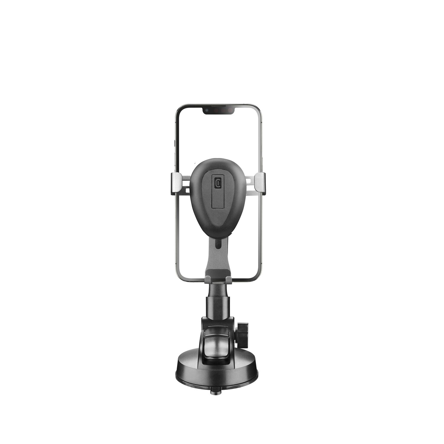 Un support de téléphone monté sur le tableau de bord d'une voiture.