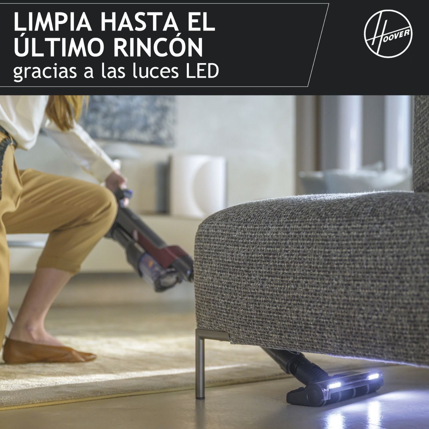 Aspirador escoba - Hoover HF2 HOME, Sin cable, Ultraligera, Cepillo anti-enredos, Luces LED, Rojo