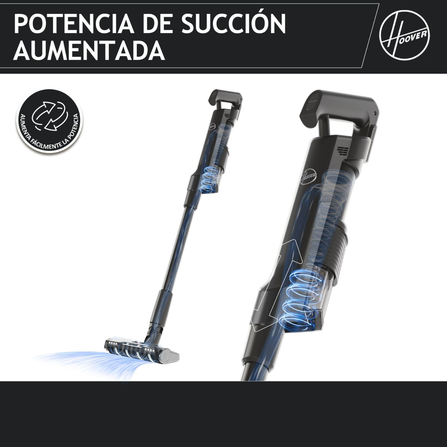 Aspirador escoba - Hoover HF2 HOME, Sin cable, Ultraligera, Cepillo anti-enredos, Luces LED, Rojo