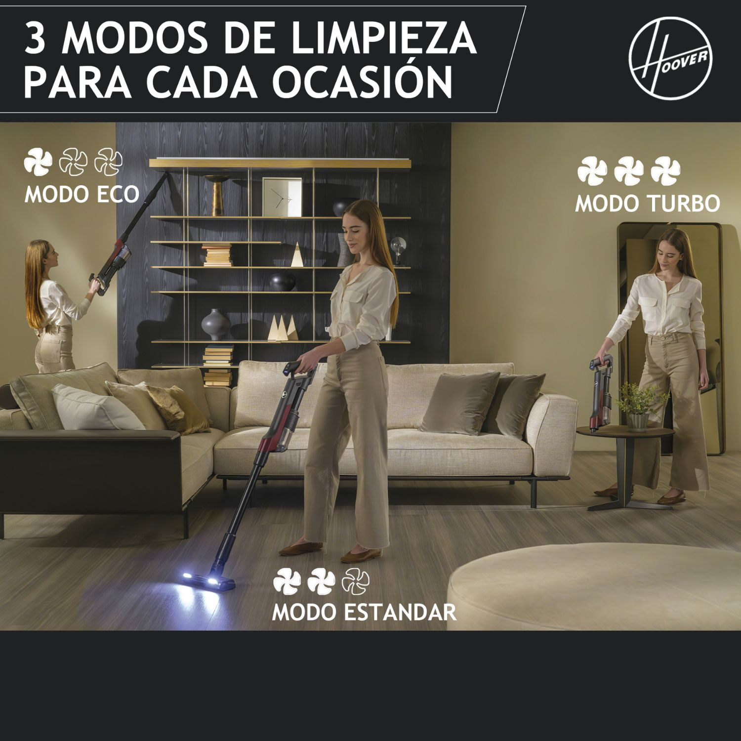 Aspirador escoba - Hoover HF2 HOME, Sin cable, Ultraligera, Cepillo anti-enredos, Luces LED, Rojo