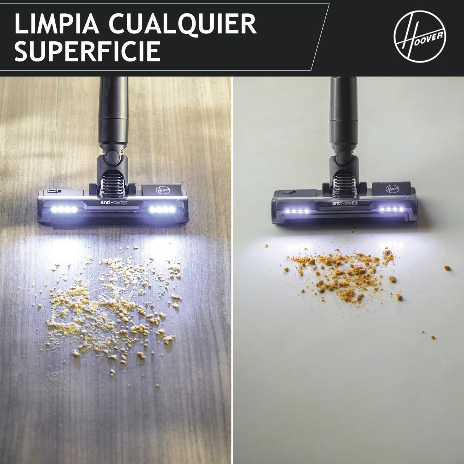 Aspirador escoba - Hoover HF2 HOME, Sin cable, Ultraligera, Cepillo anti-enredos, Luces LED, Rojo