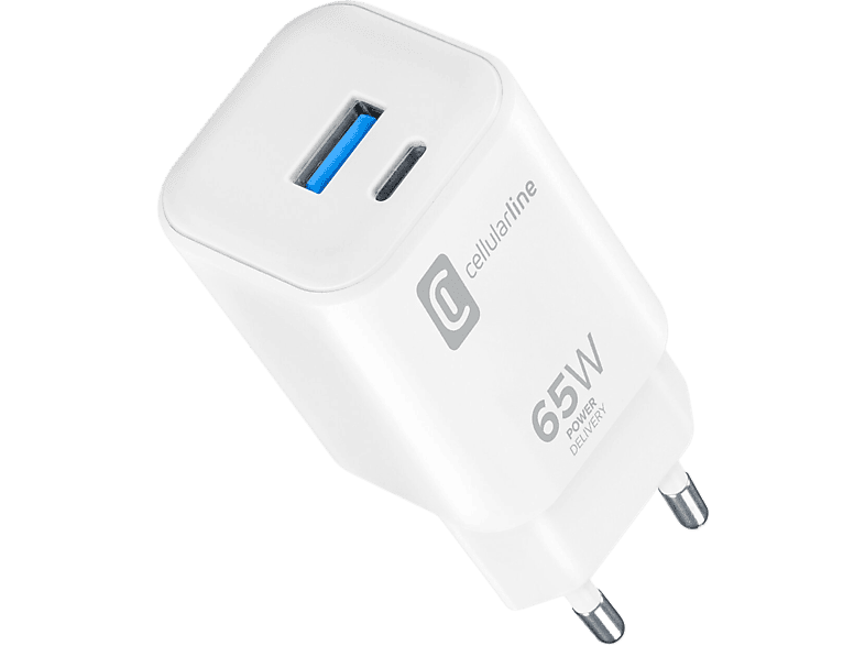 Cellularline Chargeur Multiport Travel 65 W Blanc (achusbc2pd65wsmlw)