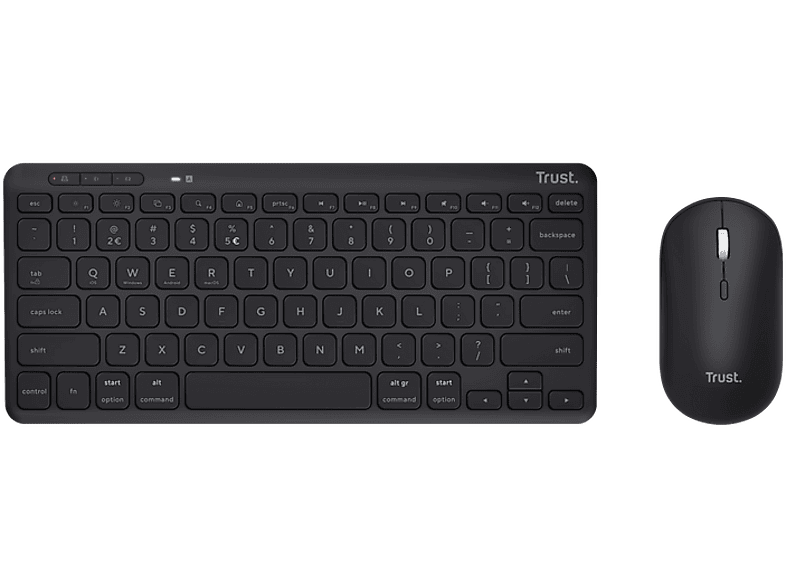 Pack teclado + ratón - Trust Lyra, 6 Meses Autonomía, USB, Compacto, Inalámbrico, Negro